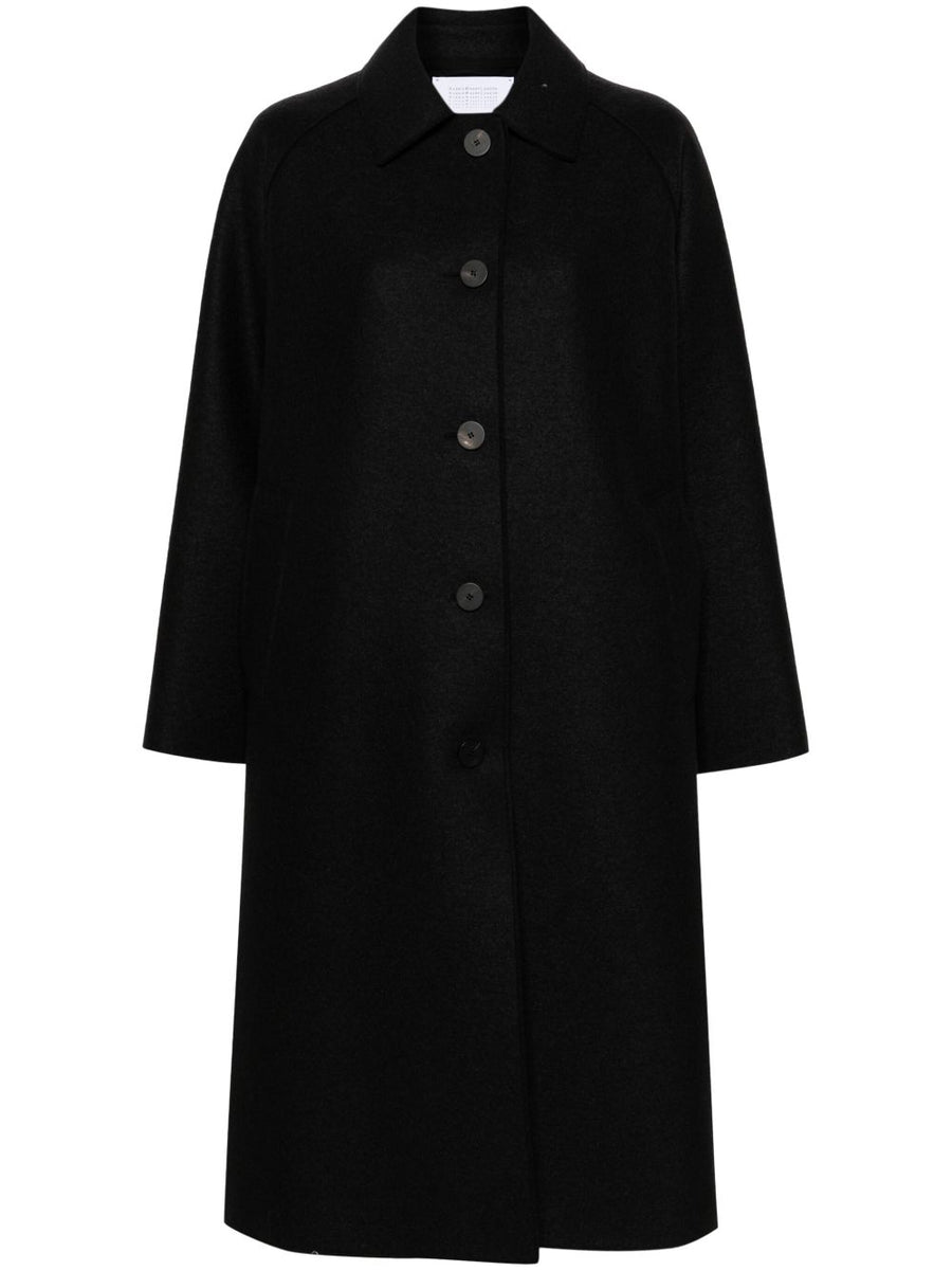 Harris Wharf London Virgin Wool Felted Coat — Black