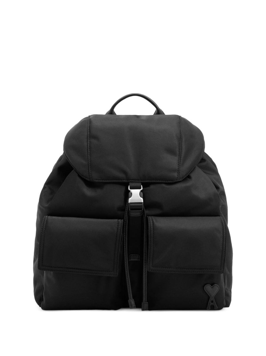 Ami Paris Water-Repellent Canvas Backpack — Black