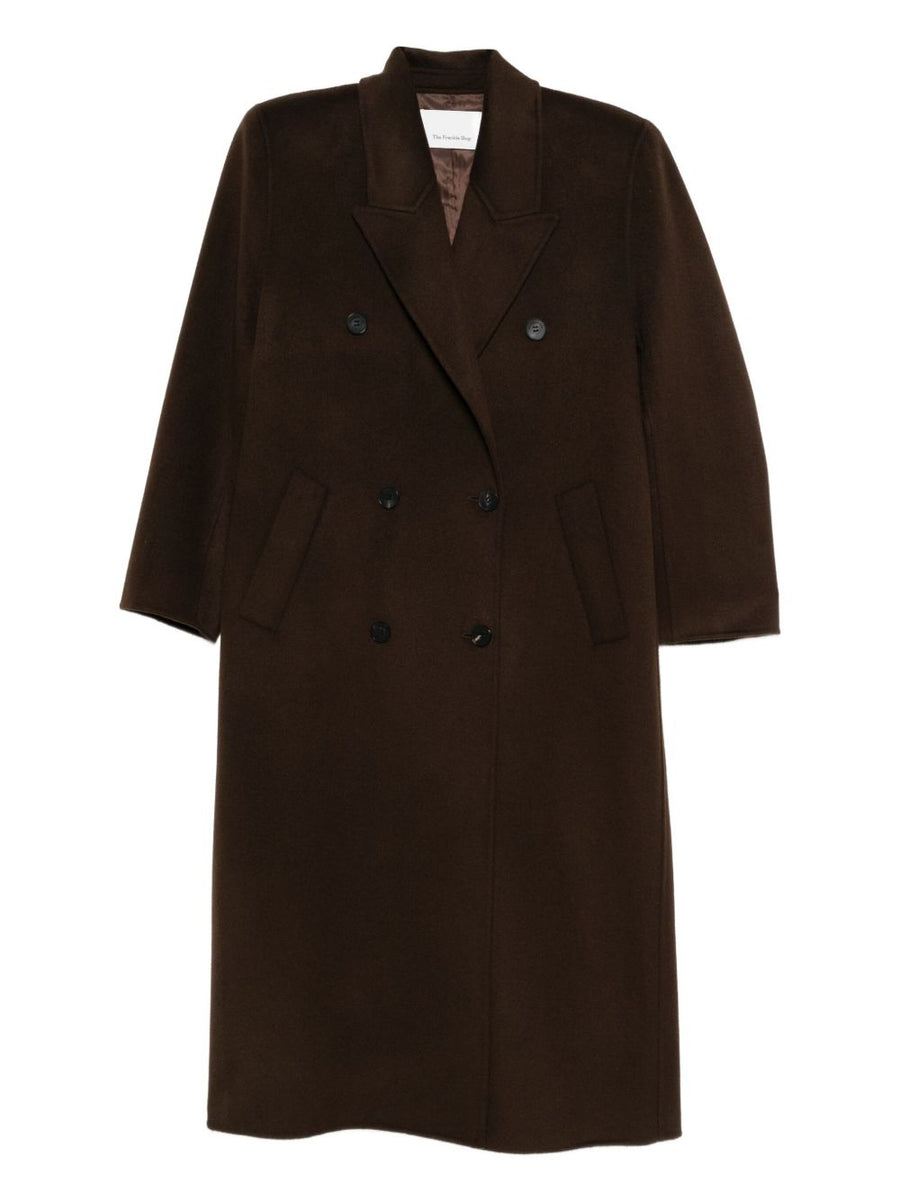 032C Wool Double-Breasted Coat — Brown