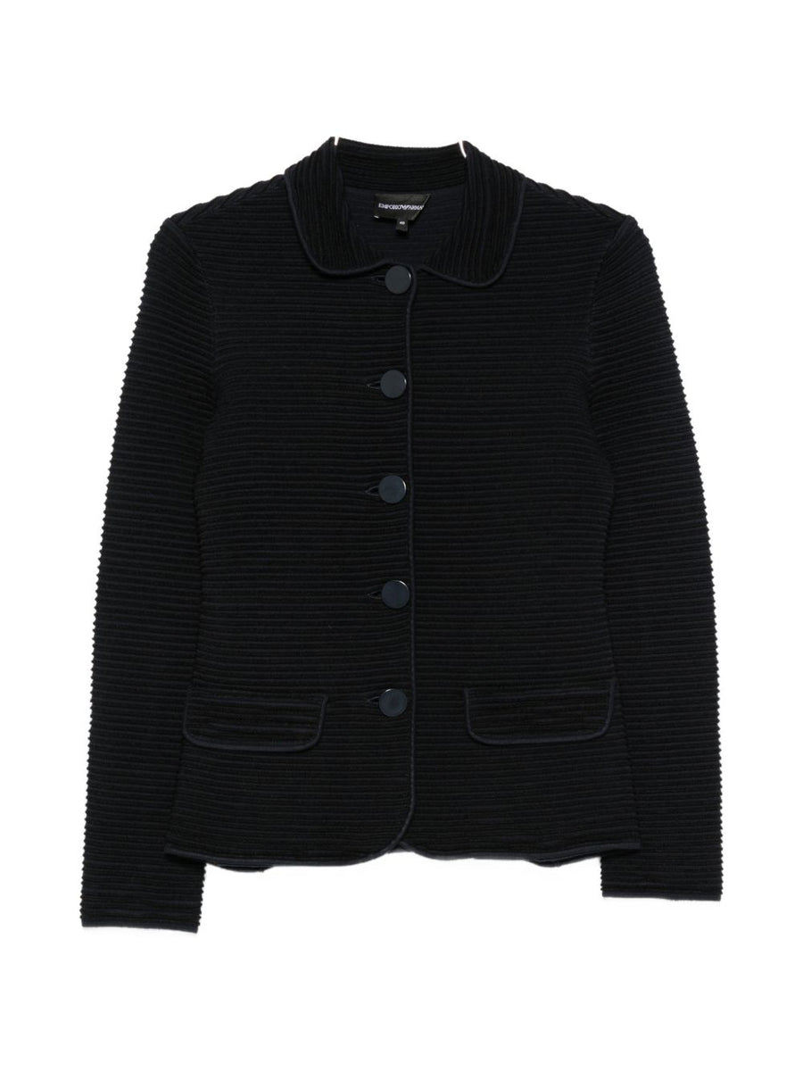 Emporio Armani Ribbed Knit Blazer — Black