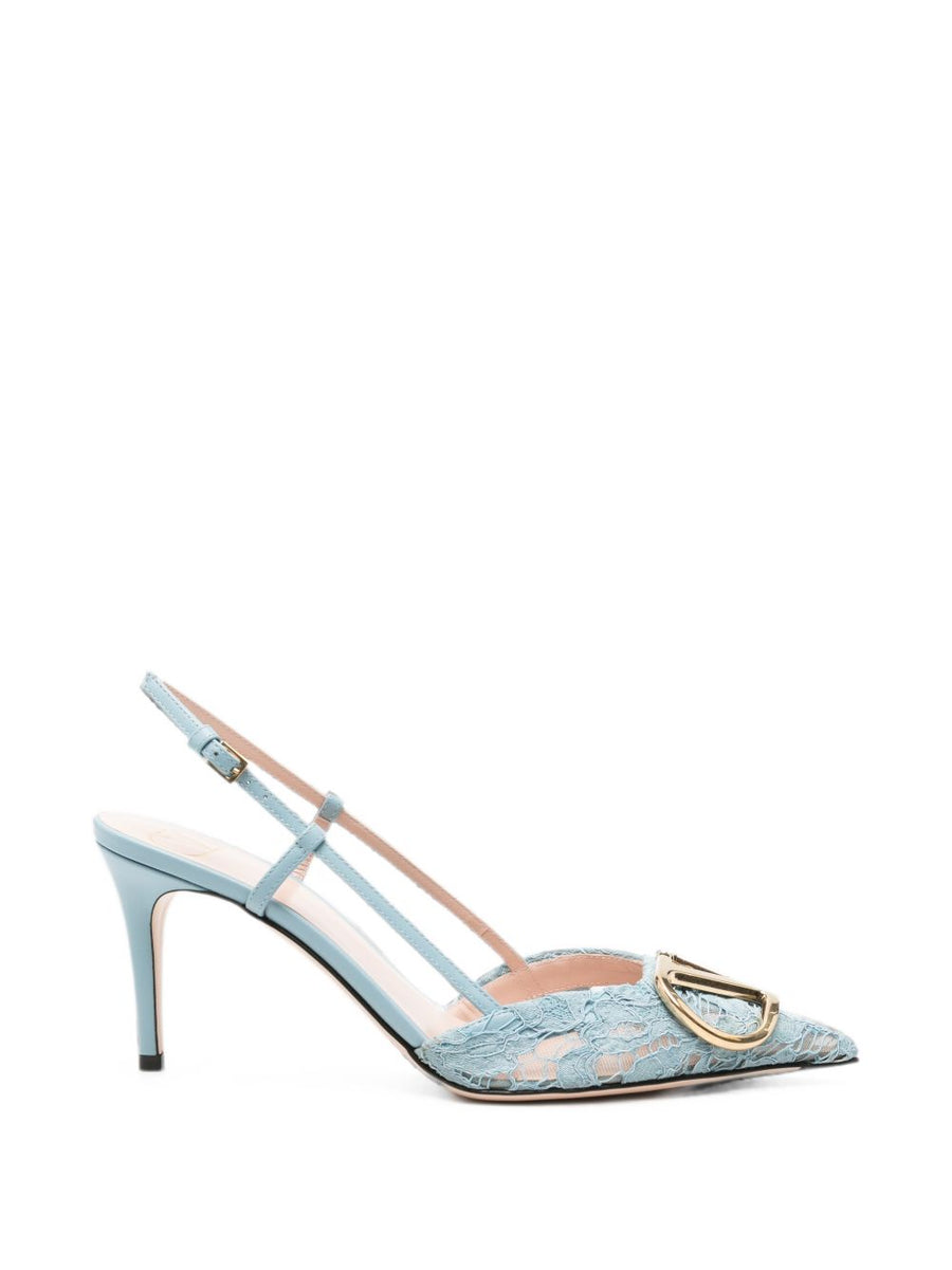 Valentino Garavani Lace Slingback Pump — Light Blue