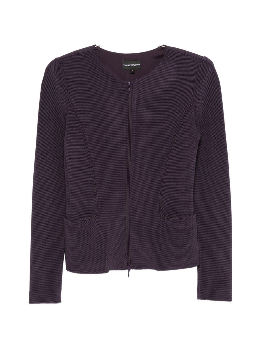 Emporio Armani Ribbed Knit Blazer — Purple