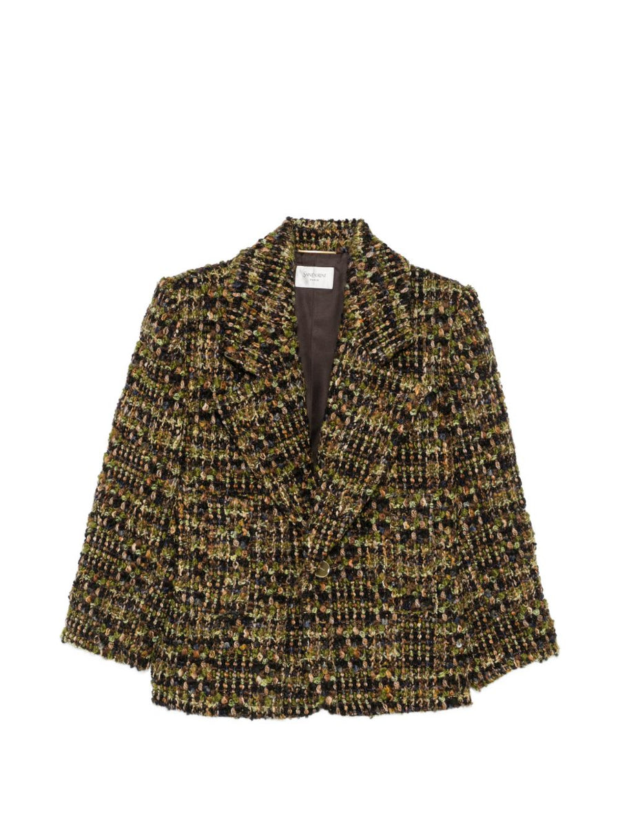 Saint Laurent Tweed Blazer — Olive