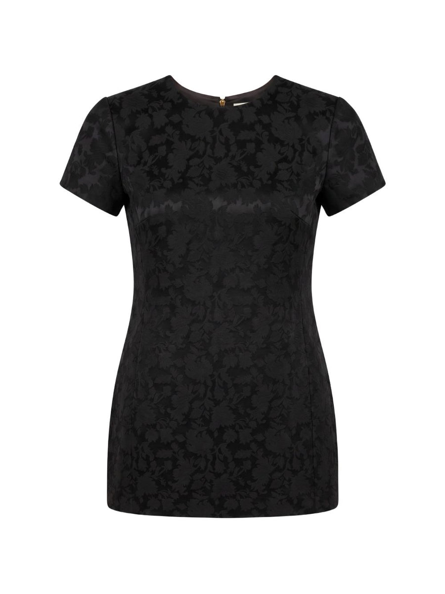 Saint Laurent Jacquard Dress — Black