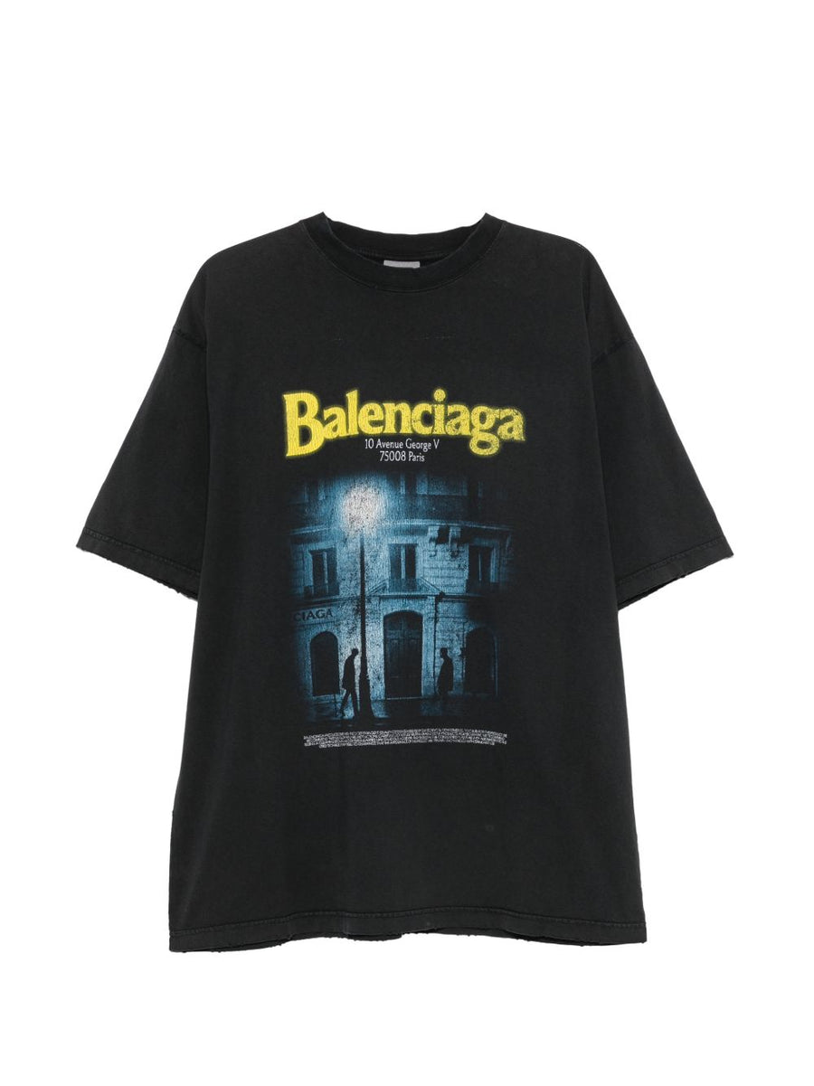 Balenciaga Graphic Print T-Shirt — Black
