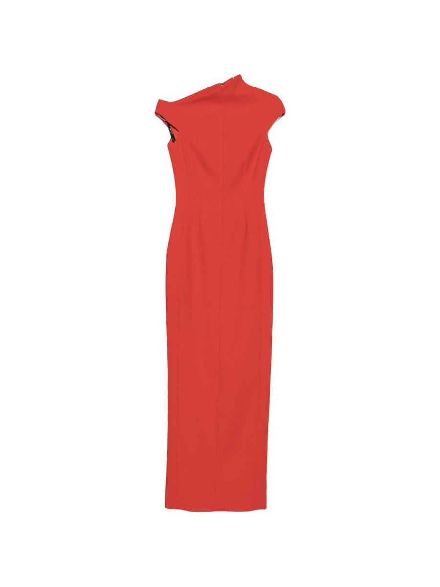 Solace London Asymmetric Neck Sleeveless Dress — Red