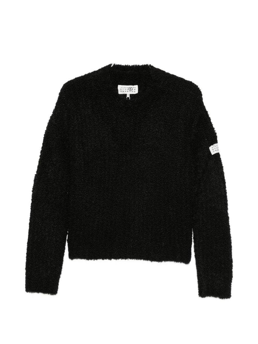 MM6 Maison Margiela Textured Crewneck Sweater — Black