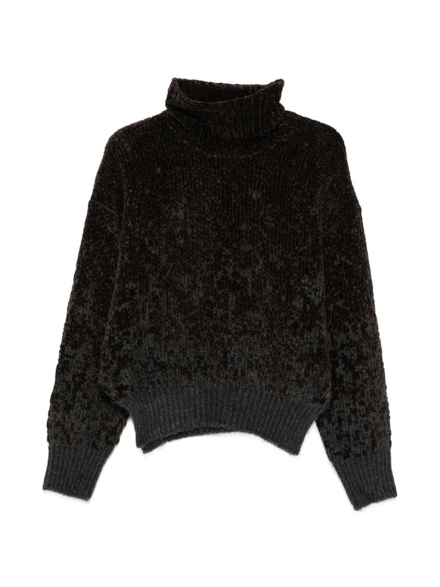 Alysi Chenille Turtleneck Sweater — Black