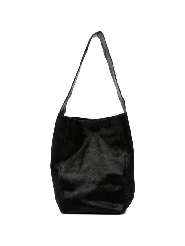 Alysi Calf-Hair Shoulder Bag — Black