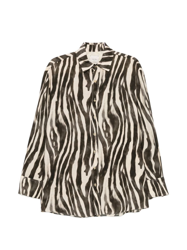 Alysi Zebra-Print Shirt — black