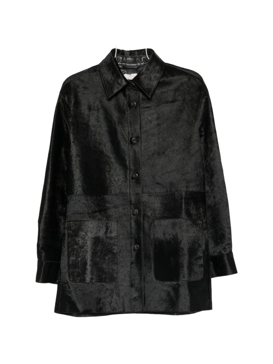 Alysi Textured Velvet Jacket — Black