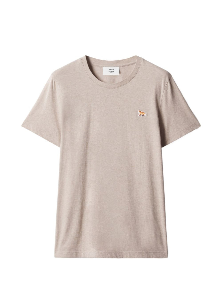 Maison Kitsuné Embroidered Fox Patch Cotton Jersey T-Shirt — Beige