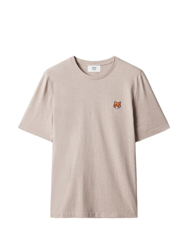 Maison Kitsuné Fox Head Patch T-Shirt — Beige