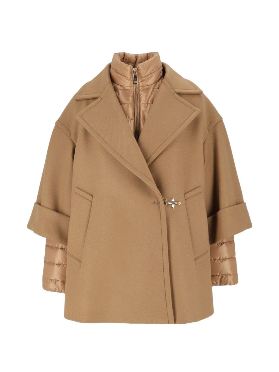 Fay Wool and Cashmere Cape Coat — Camel