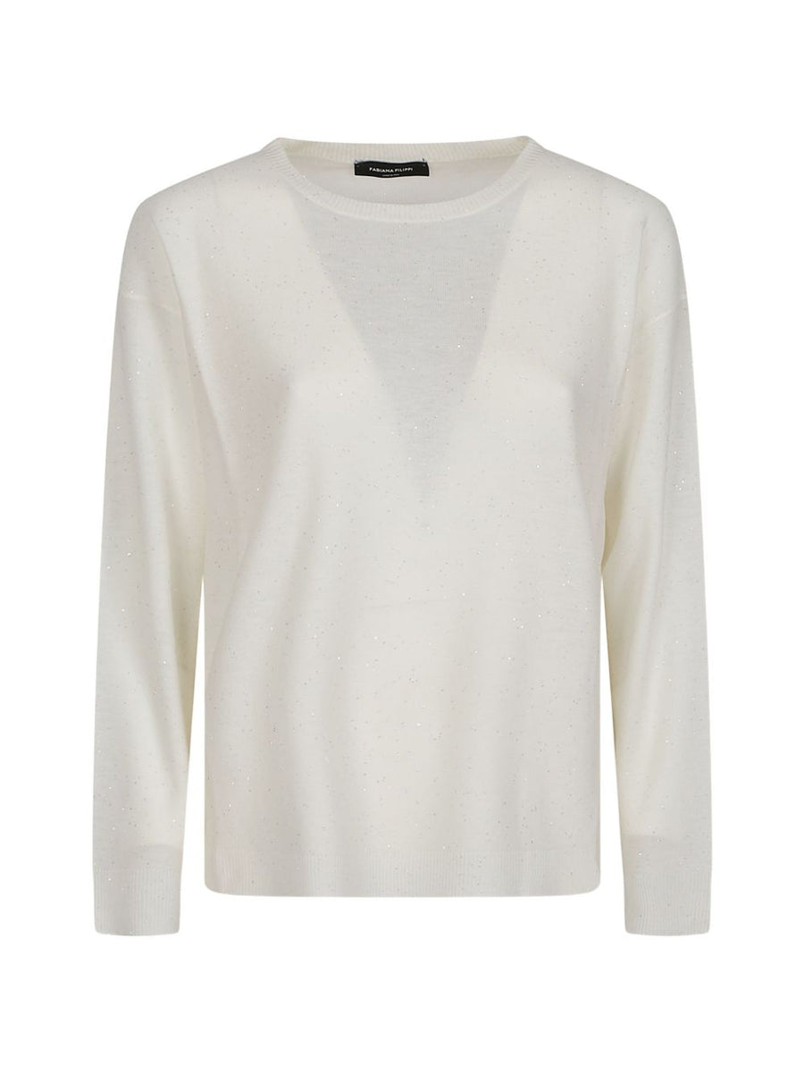 Fabiana Filippi Sequin-Embellished Wool Sweater — White