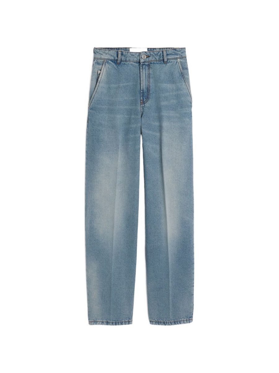 Ami Paris Balloon-Fit Denim Jeans — Light Blue