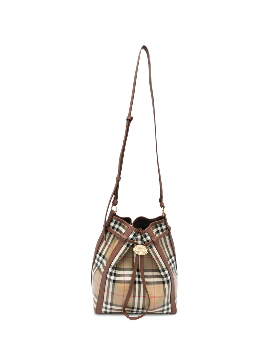 Burberry Vintage Check Bucket Bag — Beige
