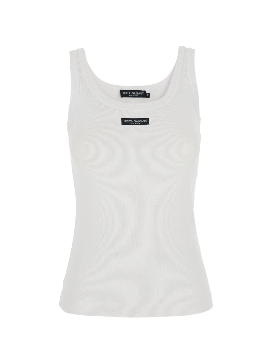 Dolce & Gabbana Logo Cotton Tank Top — White