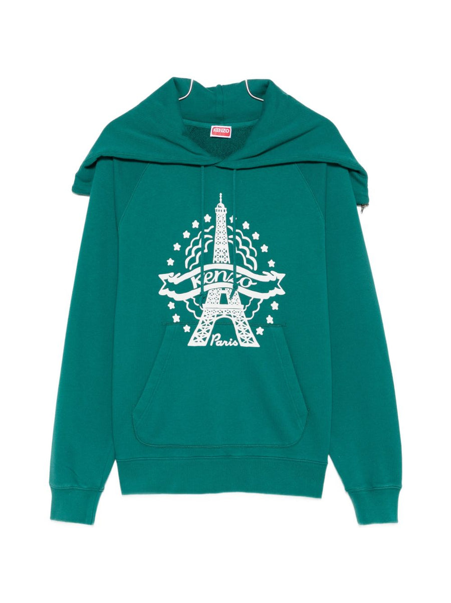 Kenzo Eiffel Tower Graphic Print Hoodie — Green