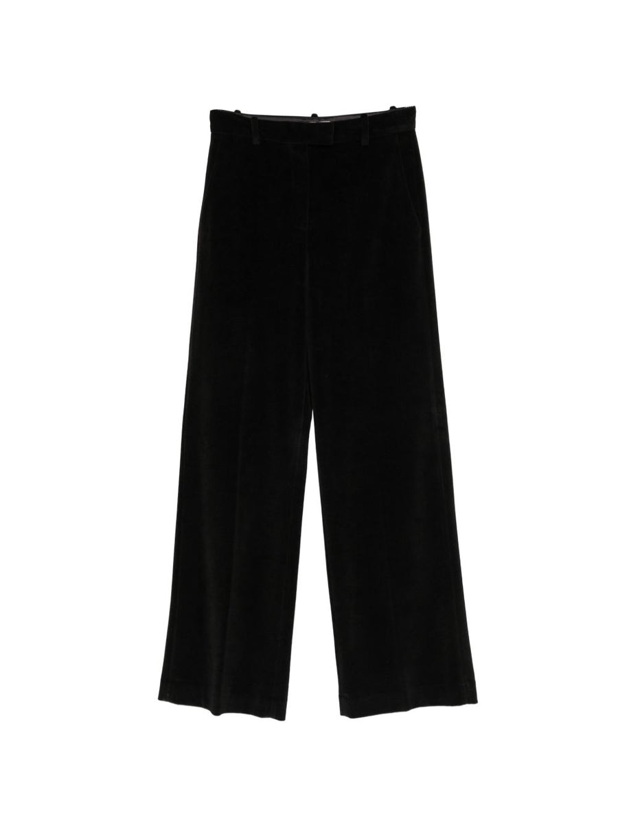 Circolo 1901 Velvet-Effect Cotton Trousers — Black