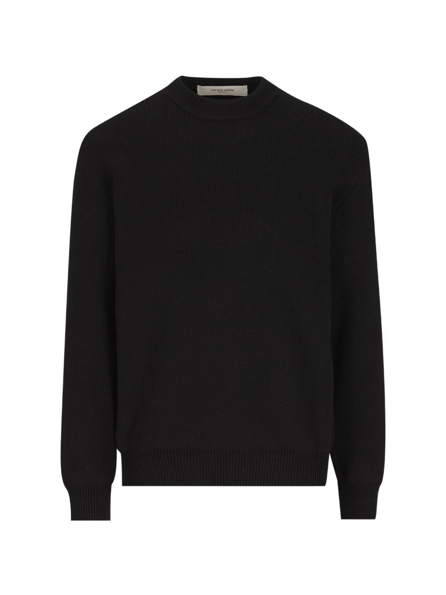 Golden Goose Ribbed Knit Cotton Sweater — Black