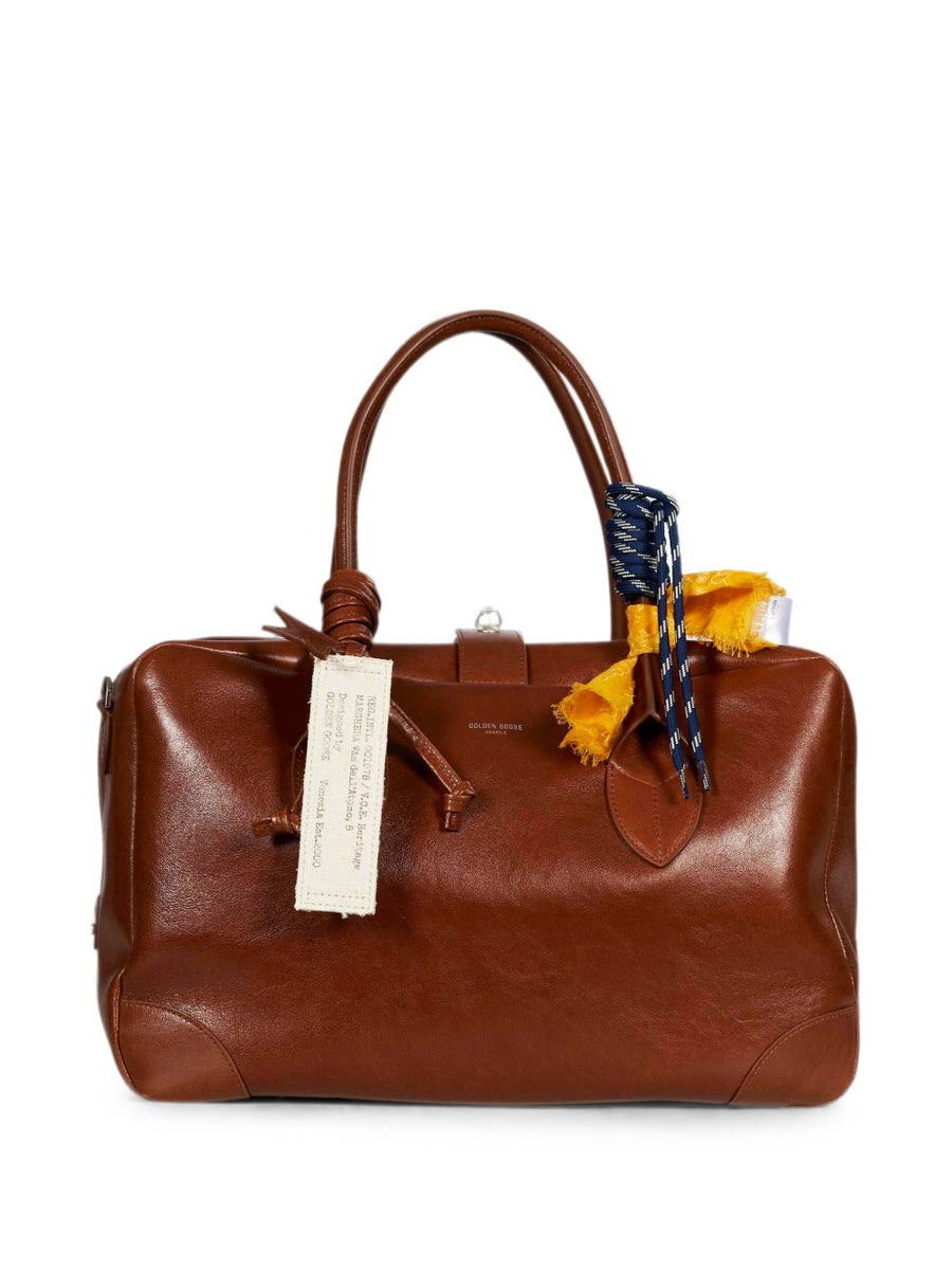Golden Goose Leather with Star Charms Tote Bag — Brown