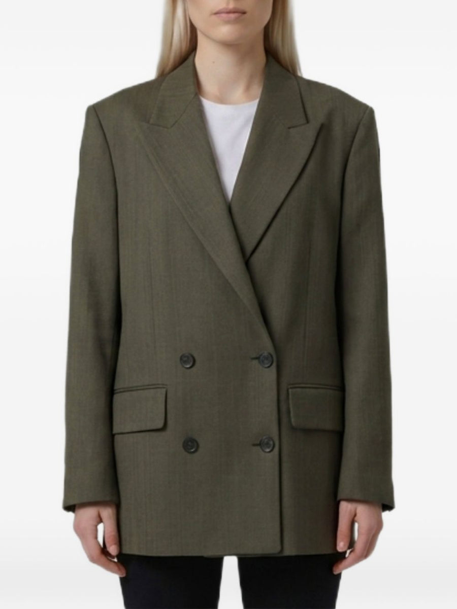 Golden Goose Double-Breasted Wool Blazer — Olive