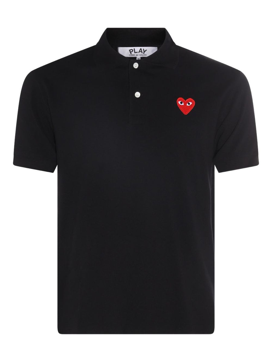 Comme Des Garcons Heart-Patch Cotton Piqué Polo — Black