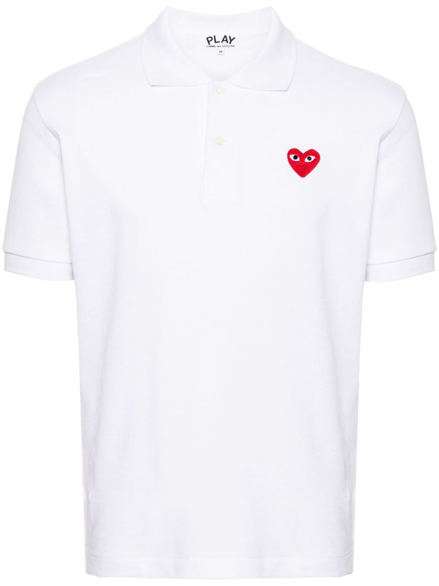 Comme Des Garcons Heart-Patch Cotton Piqué Polo — White