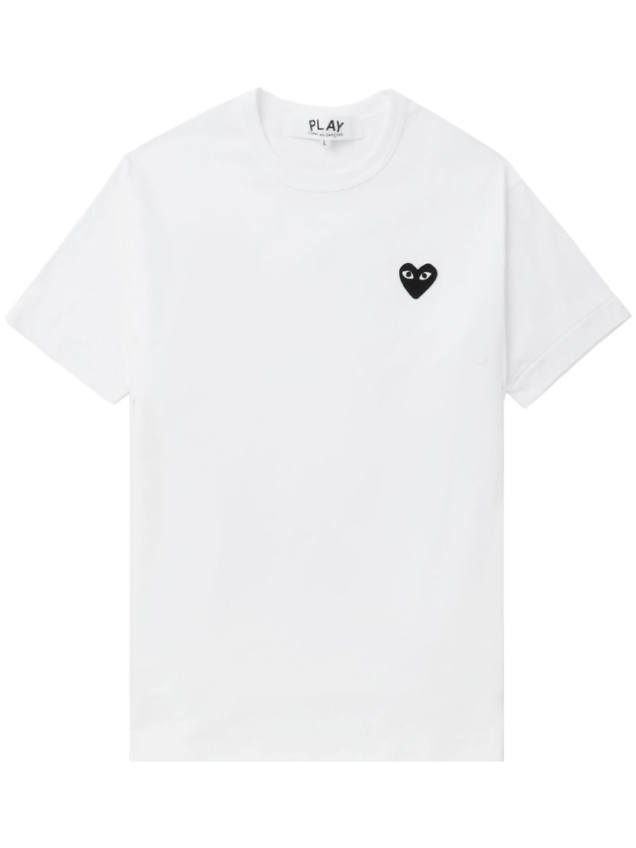 Comme Des Garcons Black Heart-Embroidered T-Shirt — White