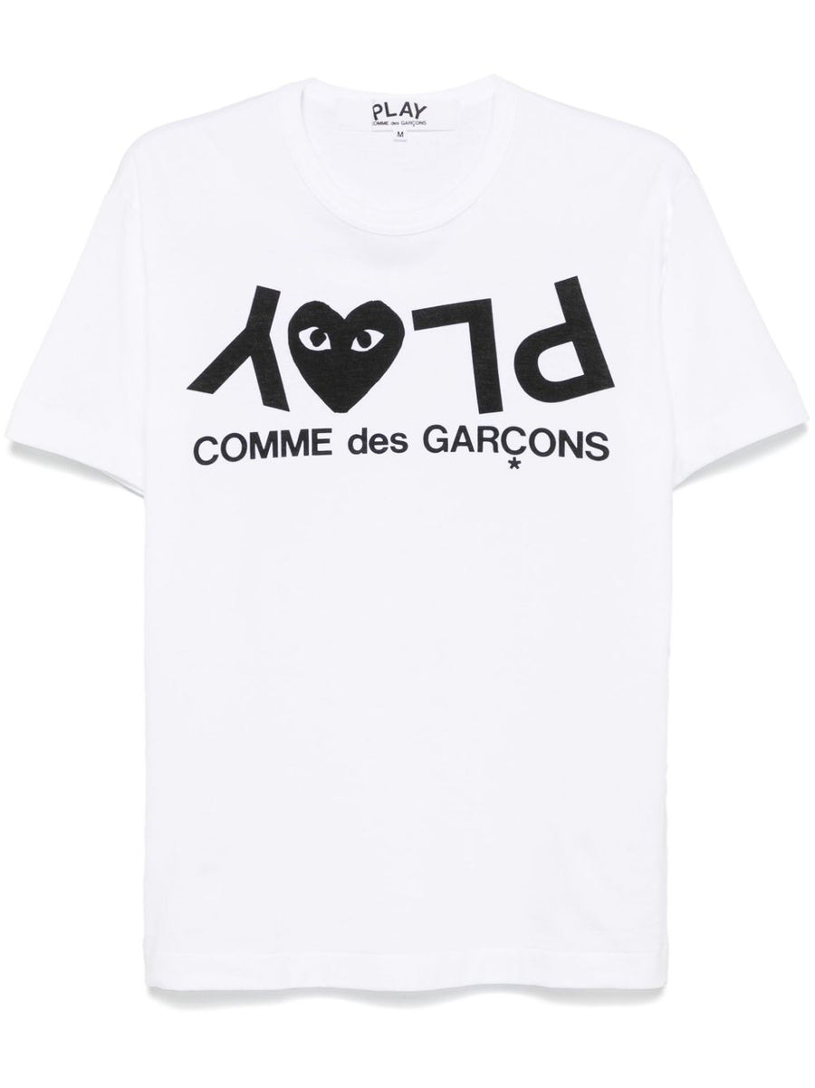 Comme Des Garcons Logo-Print Cotton T-Shirt — White