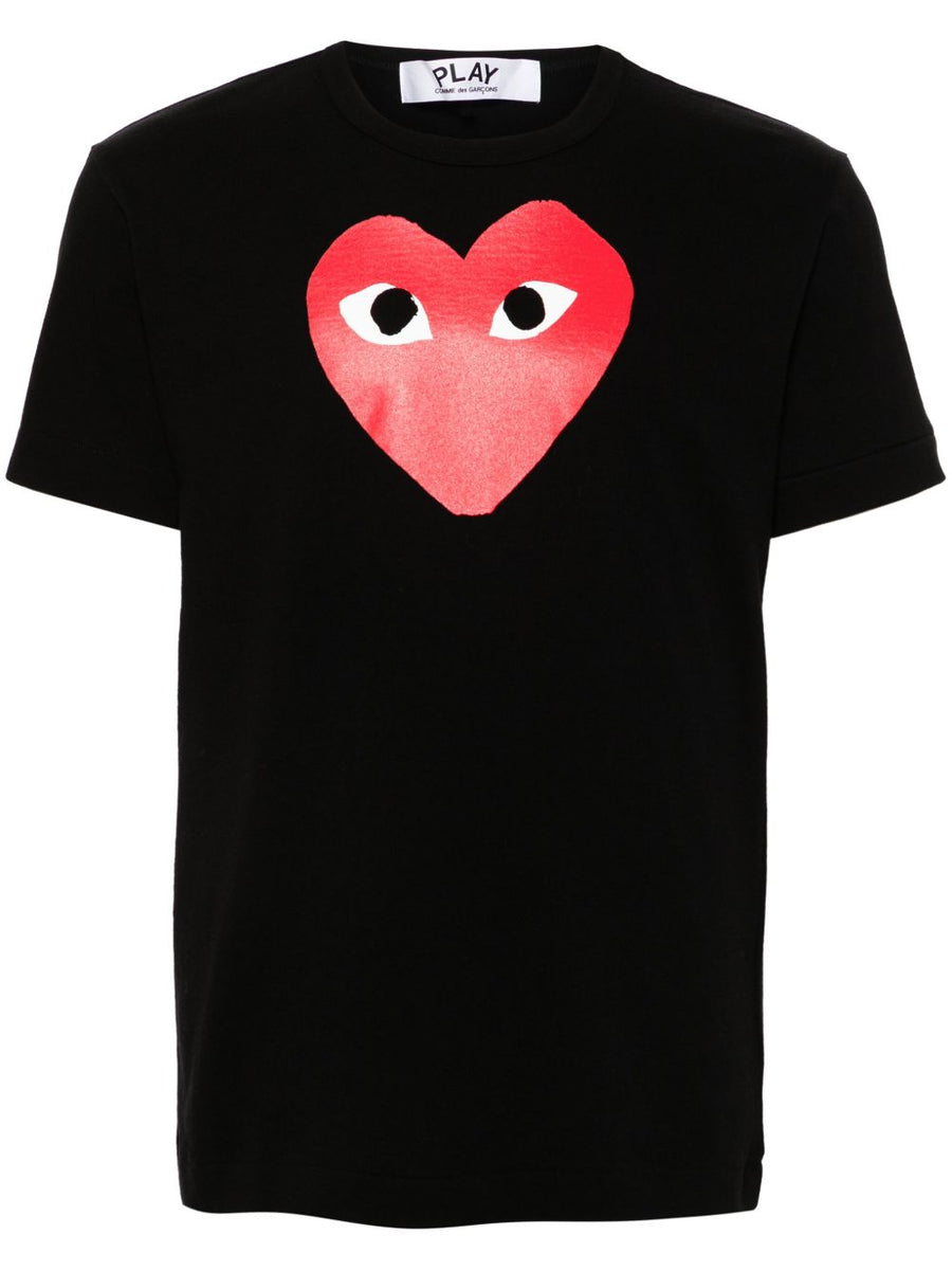Comme Des Garcons Logo-Heart Print T-shirt — Black