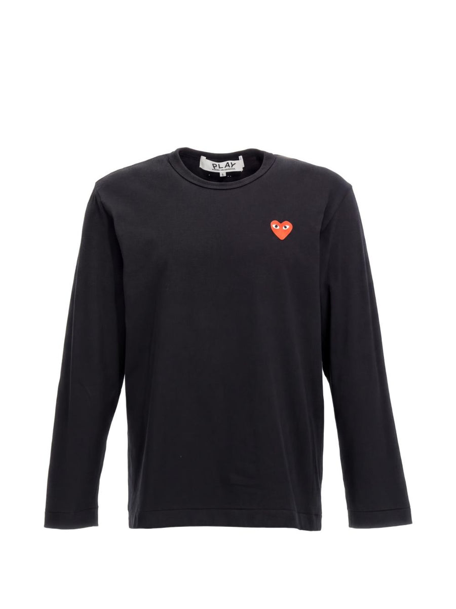 Comme Des Garcons Red Heart Patch T-shirt — Black