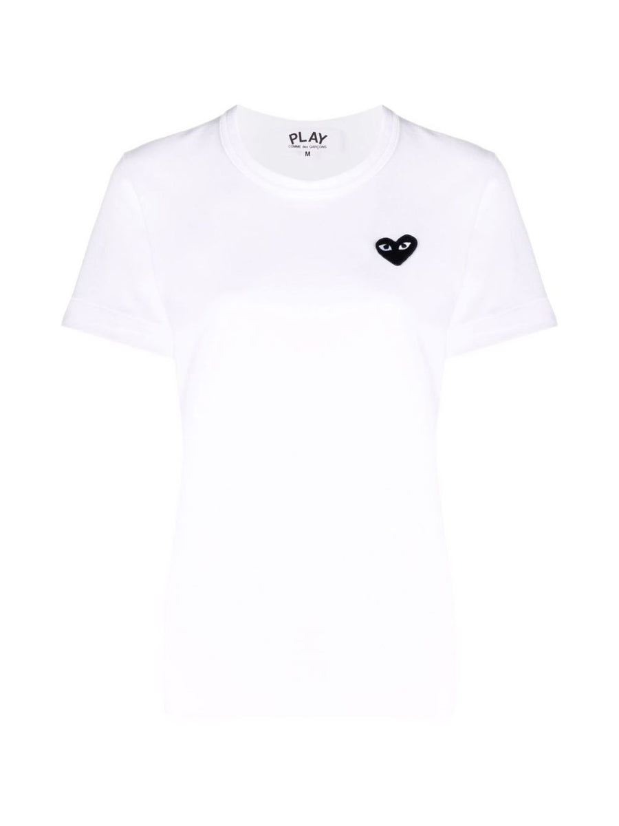 Comme Des Garcons Black Heart-Patch T-Shirt — White