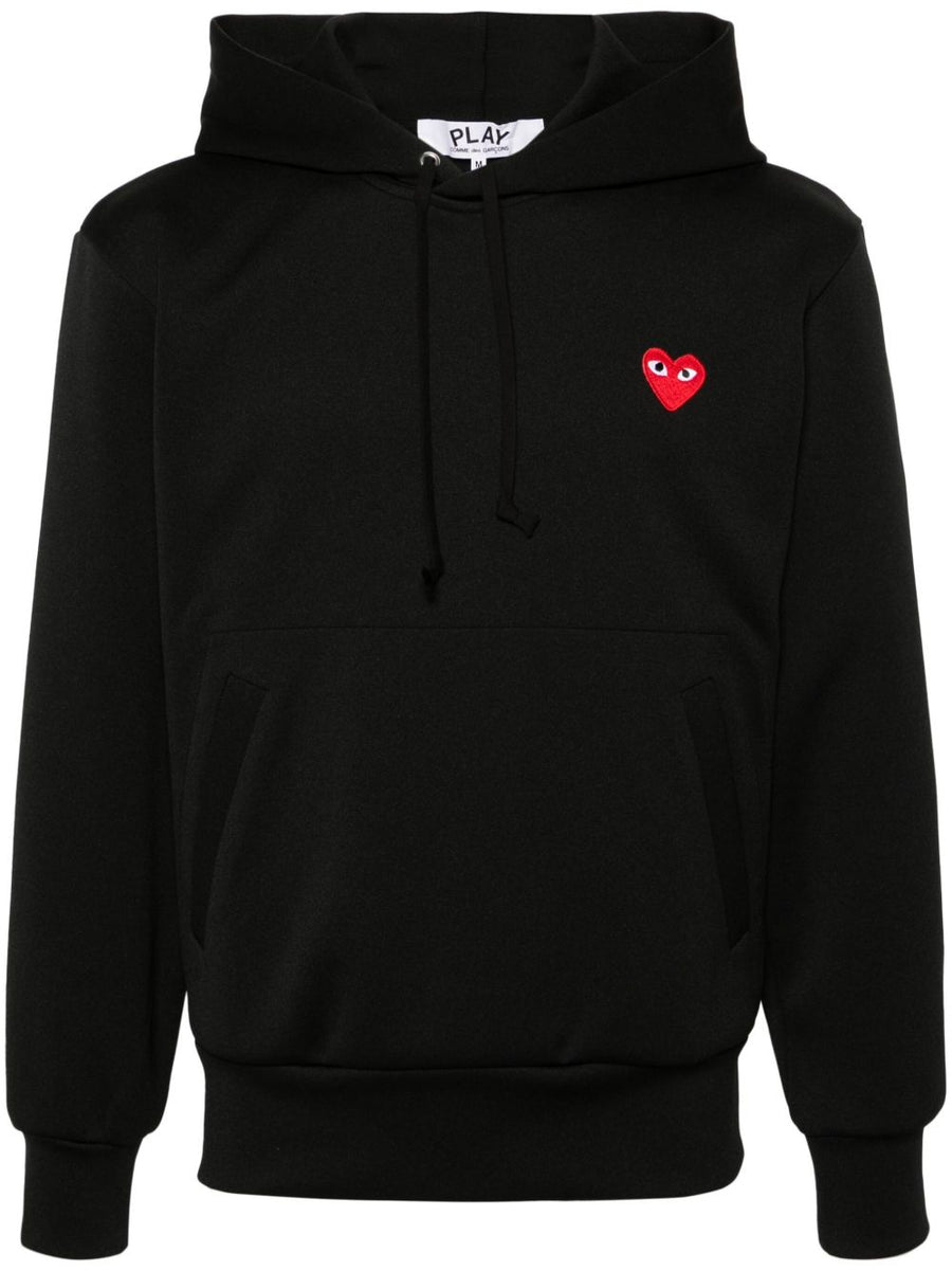 Comme Des Garcons Signature Heart Patch Hoodie — Black