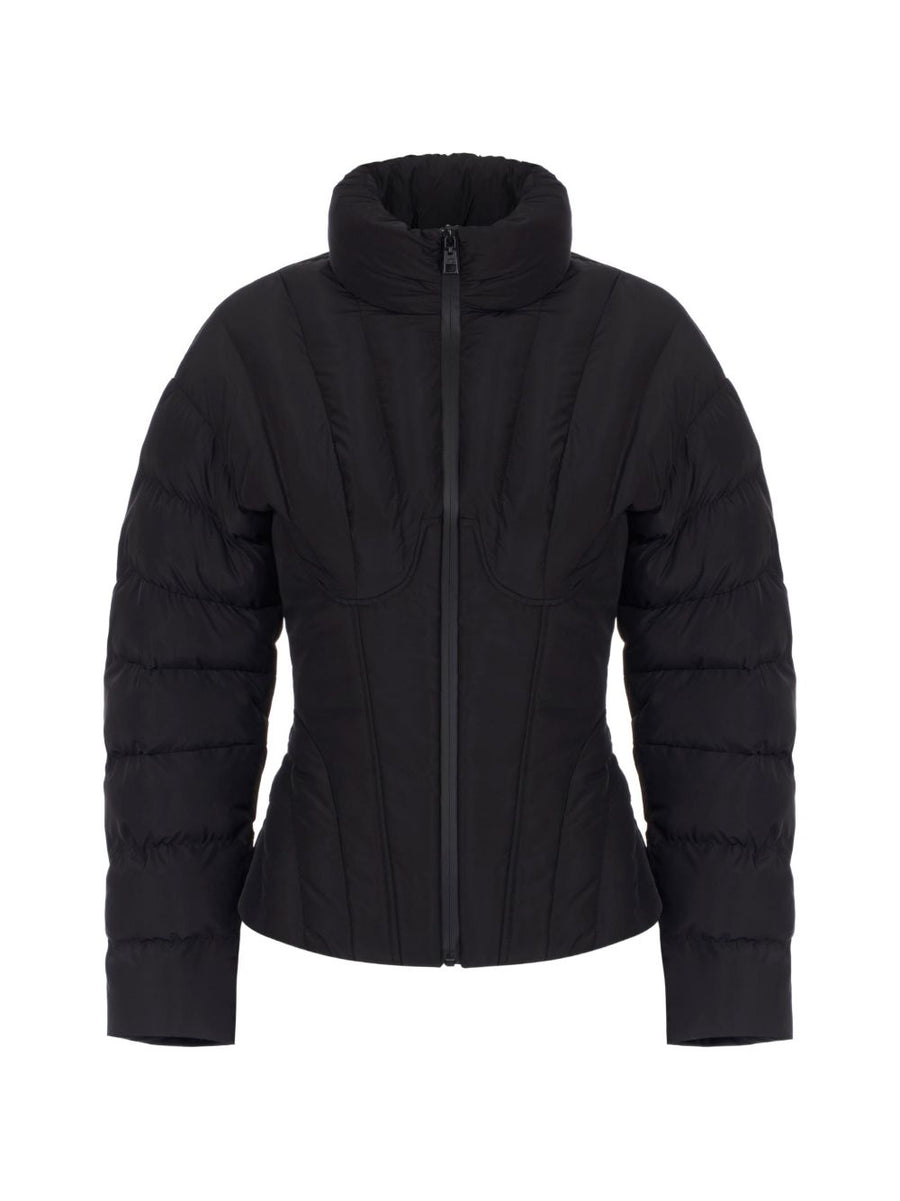 Elisabetta Franchi Quilted Bustier-Inspired Down Jacket — Black