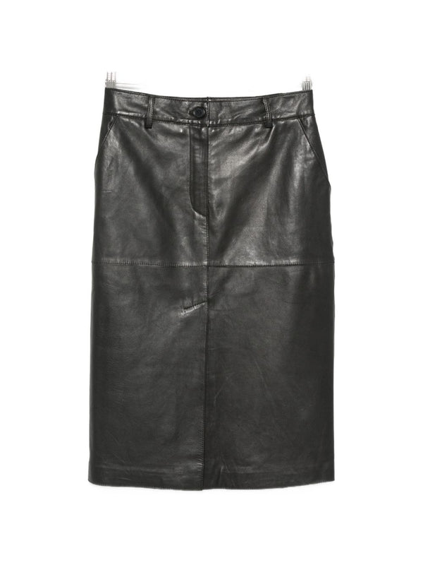 Parosh Leather Panelled Skirt — Black