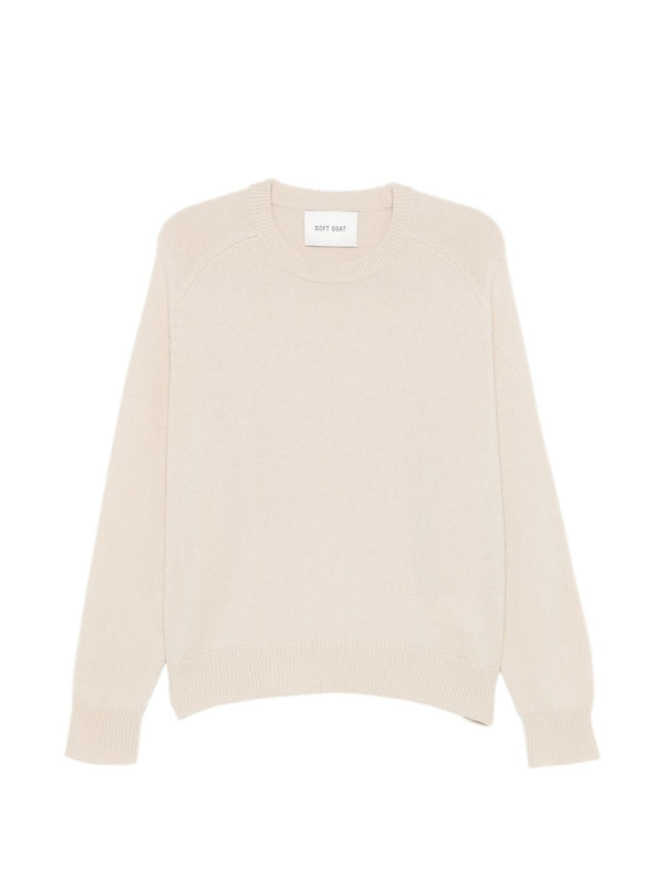Soft Goat Crew Neck Wool Sweater — Beige