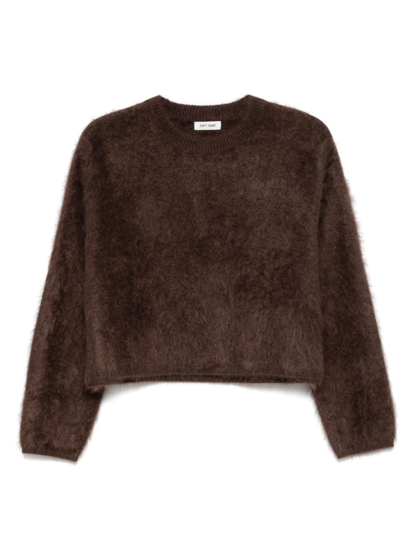Soft Goat Wool Crewneck Sweater — Brown