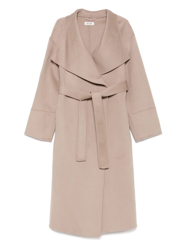 Soft Goat Wool Wrap Coat — Beige