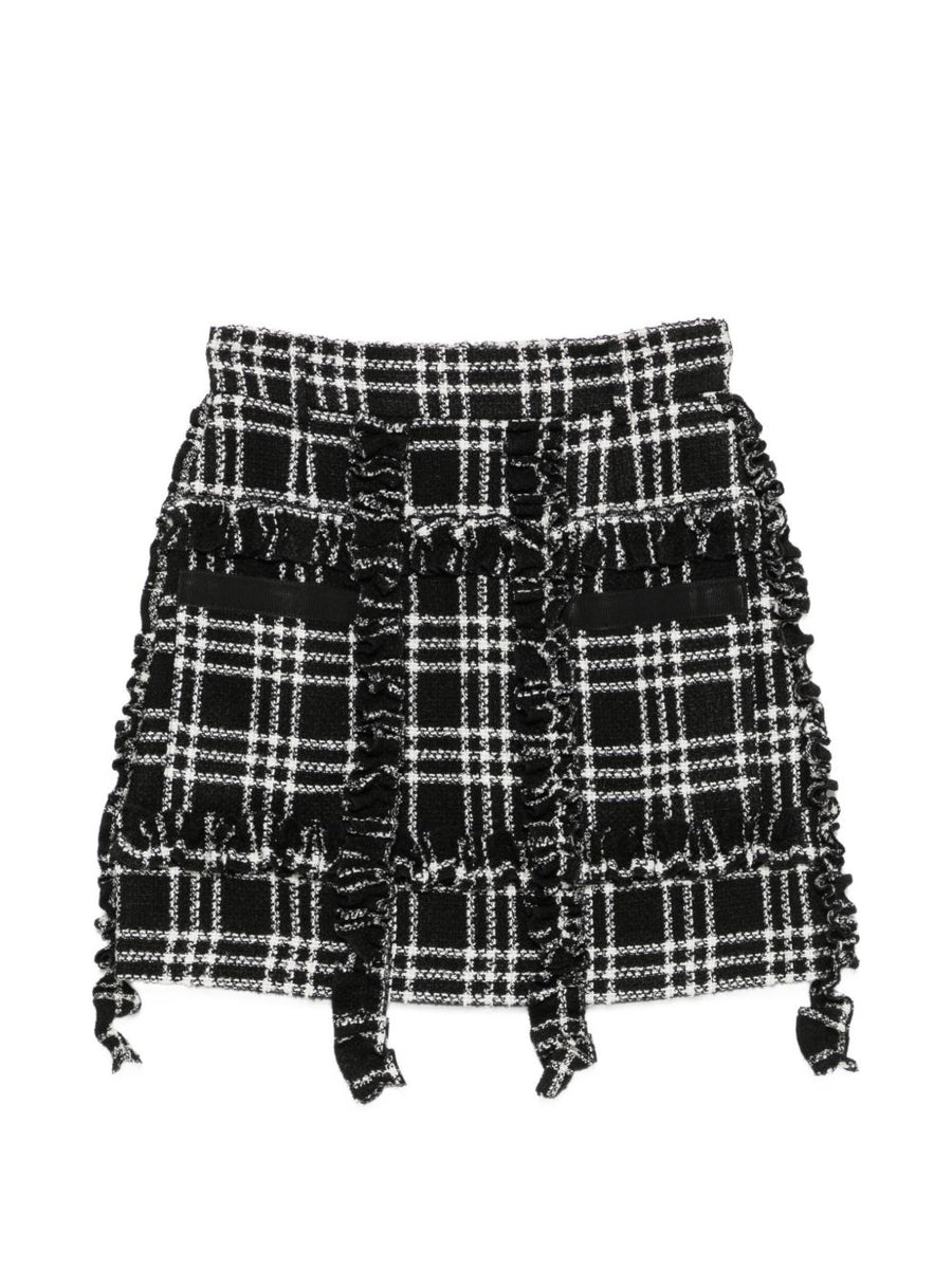 Alessandro Enriquez Checked Bouclé Skirt — Black