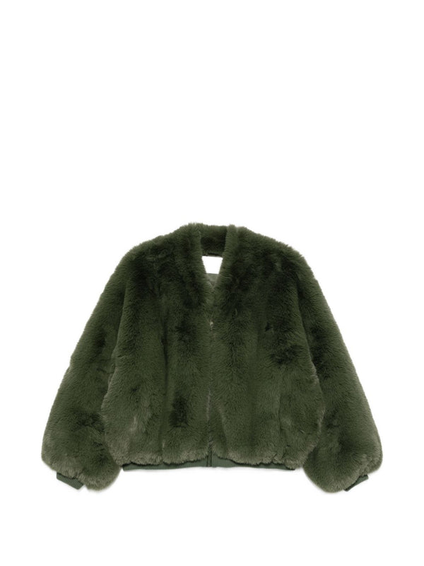 032C Faux-Fur Textured Jacket — Green