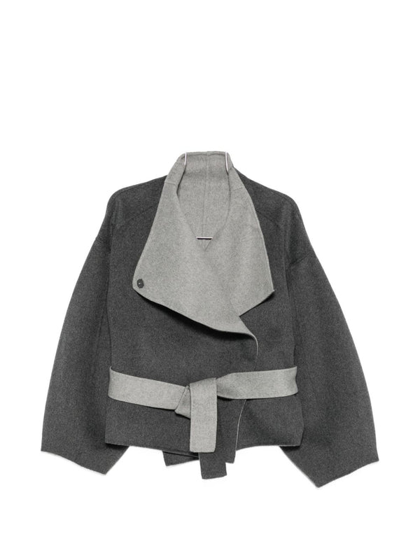 032C Shawl Collar Wool Coat — grey