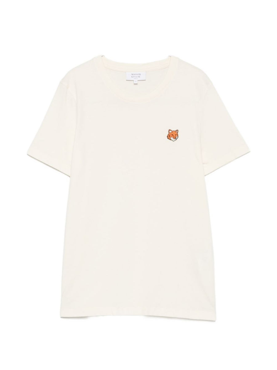 Maison Kitsuné Fox Head Embroidered Cotton T-Shirt — Cream