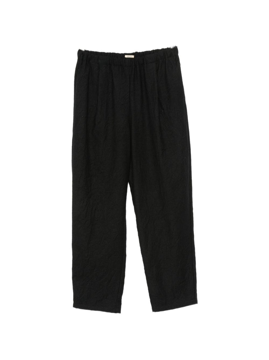 Apuntob Virgin Wool Crinkled Trousers — Black