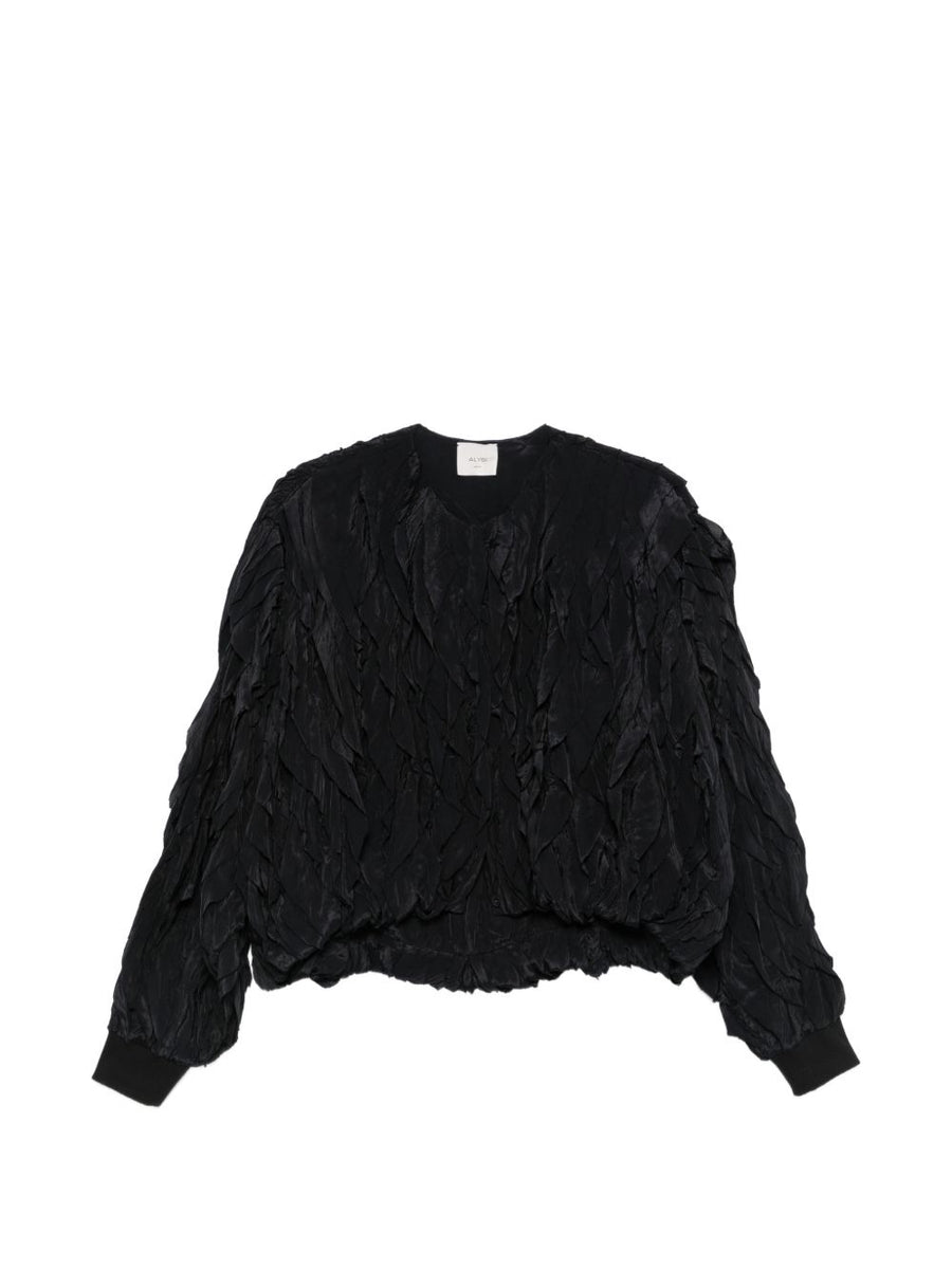 Alysi Ruffled Texture Jacket — Black