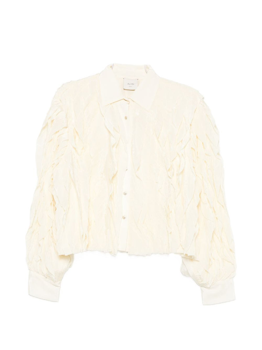 Alysi Crinkled Ruffle-Detailed Shirt — Cream