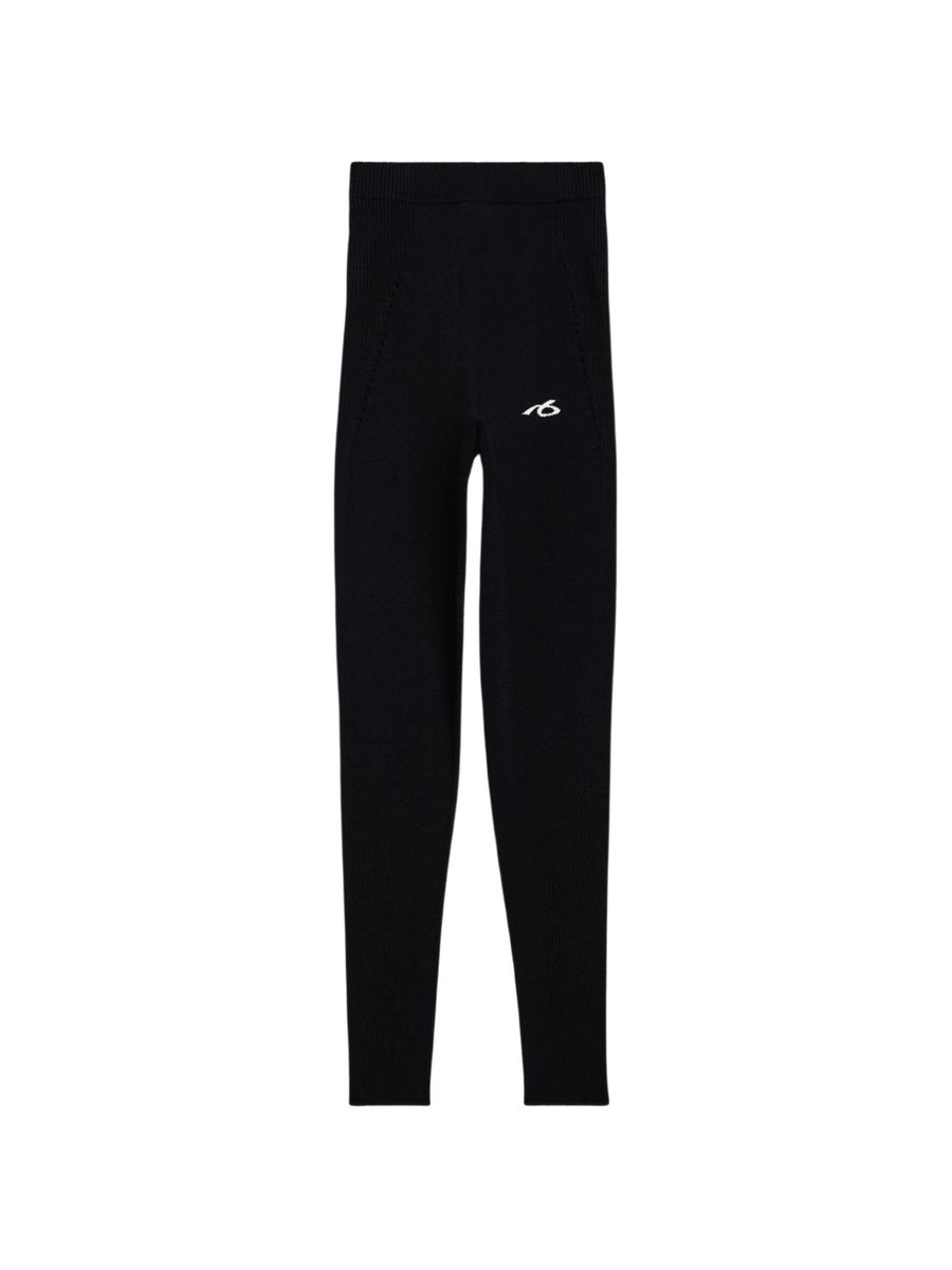 Balenciaga Ribbed Knit Leggings — Black