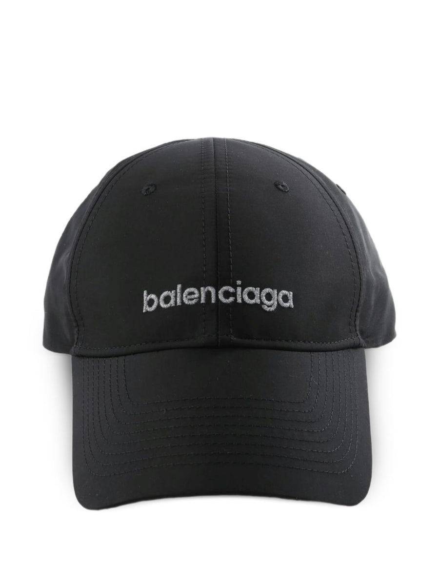 Balenciaga Logo-Embroidered Baseball Cap — Black