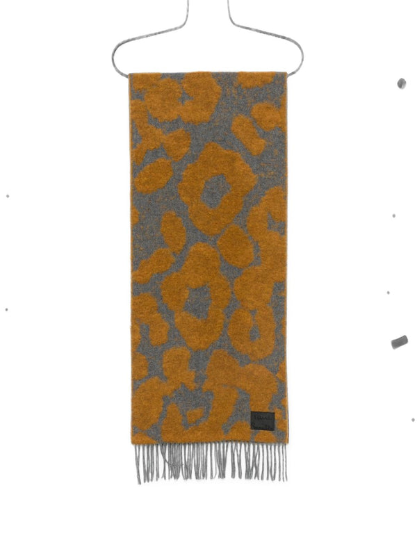 Paul Smith Leopard-Print Brushed Wool Scarf — Grey